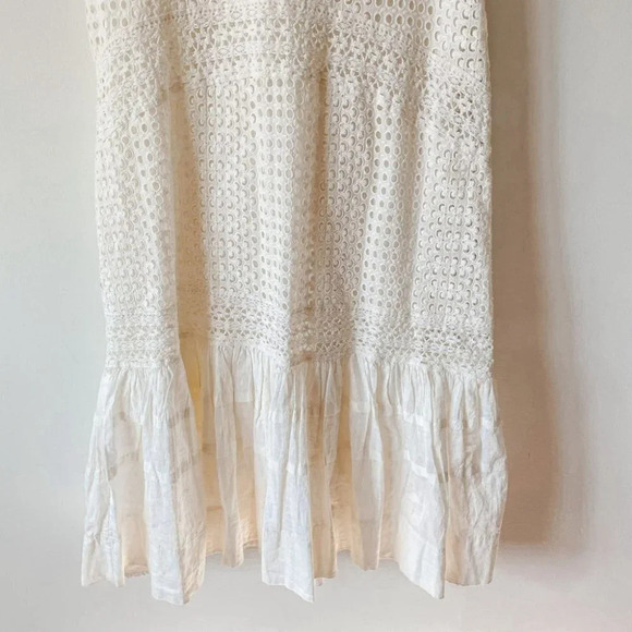 Urban Outfitters Leo Embroidered Tulip Midi Dress Cream White Sz S - Picture 5 of 8